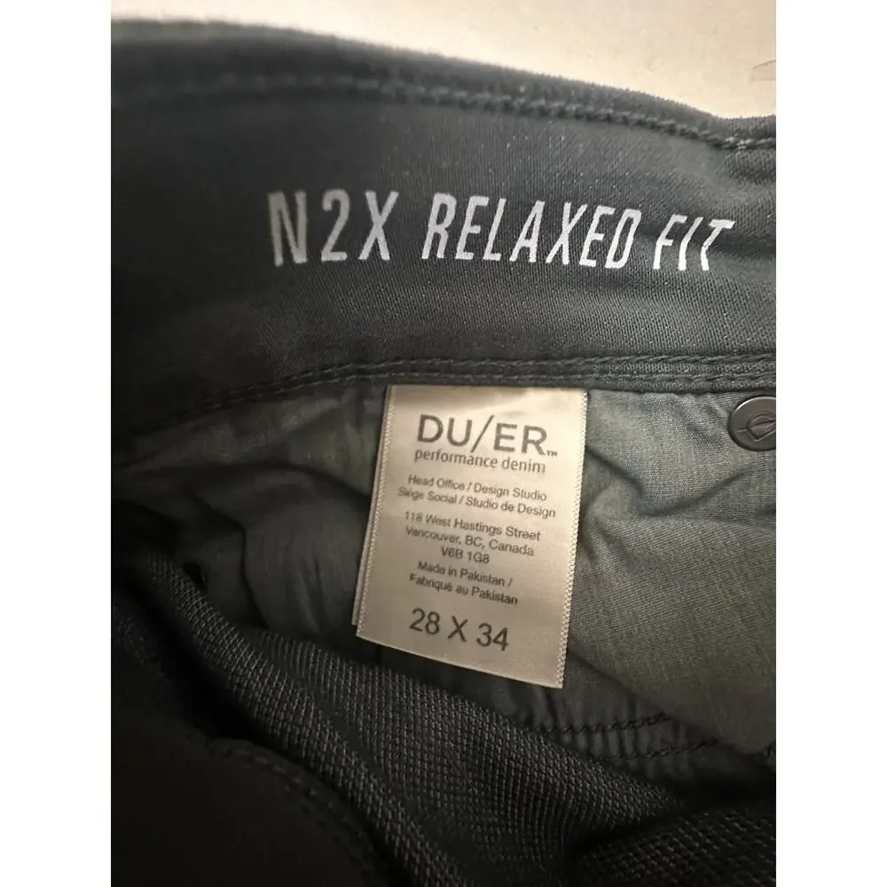 Duer Du/er No Sweat Pants MENS 28x34 In Gull Relaxed Taper N2X Stretch NWT